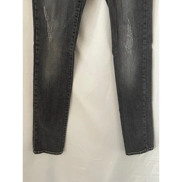 Flying Monkey Charcoal Black Fade Distressed Skinny Bottom Jeans - Picture 3 of 9